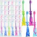 Gerrii Kids Toothbrushes Bulk Soft Lovely Little Kangaroo with Covers Suction Cup Individually Wrapped for Children Toddler Home School Camp Daycare Travel (50 Pcs)