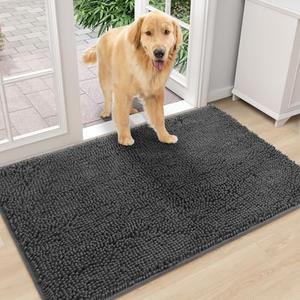 Amyracel Dirt Trapping Door Mat, 48" x 96" Large Absorbent Dog Door Mat for Muddy Paws, Quick Dry Non Slip Chenille Mud Mat for Dogs, Machine Washable Entry Indoor Entryway Rug for Inside Floor