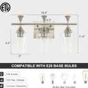 Bathroom Light Fixtures (3-Light, 19 Inch), Brushed Nickel Vanity Lights for Bathroom with Clear Wine Glass Glass Shade, Modern Vanity Wall Lights for Mirror Bedroom Living Room Kitchen Hallway Porch