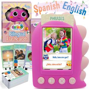 GUFINO Learning Toys for Toddlers 1-3  Pink Bilingual Toys in Spanish and English with Sight Words Flash Cards 1st Grade and Older  Juguetes para Nias de 3 Aos. Early Language Development