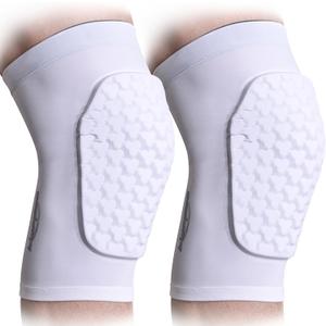 COOLOMG Basketball Knee Pad for Kids Youth Adult, Compression Anti-slip Knee Sleeve for Baseball Volleyball Football, Sports Knee Protector (1 Pair) (Large, White New)