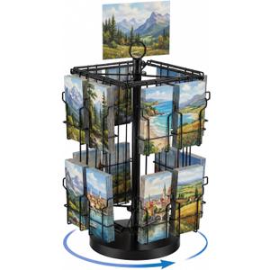 Zonon 360° Rotating 16 Pockets Brochure Holder 4 x 9 Inches Literature Rack Pamphlets Countertop Display Stand Postcard Holder with Sign Clip Design for Standard Tri-fold Brochures