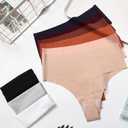 Wealurre Womens Underwear High Waisted Seamless Thongs for Women Breathable No Show Panties for Ladies 6 Pack (M)