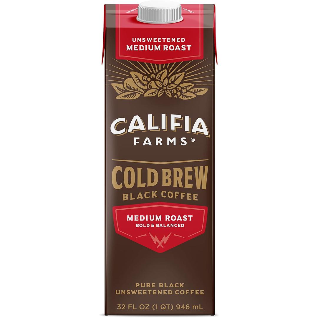 Califia Farms -Unsweetened Cold Brew Coffee | 32 Oz | Dairy Free | Gluten Free | Plant Based | Non-GMO (EXP 07/20/26)