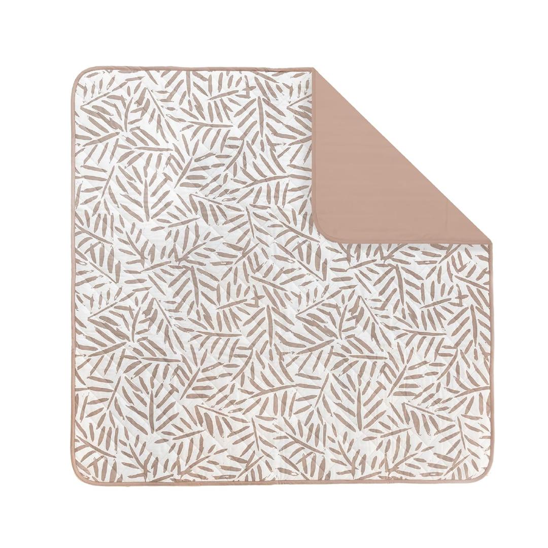 Toddlekind Portable Baby Mat – Organic Cotton 47" x 47" Reversible Indoor/Outdoor Playmat for Babies, Toddlers, Picnics, Patio, and Garden Use 0m+ Tan (Taupe)