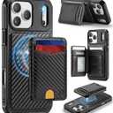 for iPhone 17 Pro Max Wallet Case Compatible with Magsafe, Magnetic RFID Blocking Card Holder Kickstand 2 in 1 Detachable Case for iPhone 17 Pro Max 6.9", Carbon Black