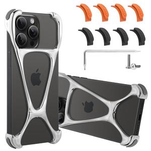 aidvaia Phone Case Compatible with iPhone 15 Pro Max Frameless Minimalist Protective Shock Absorption Aerospace Grade Aluminum Shells + Four Corners for Collision Avoidance Elastomer Inlays