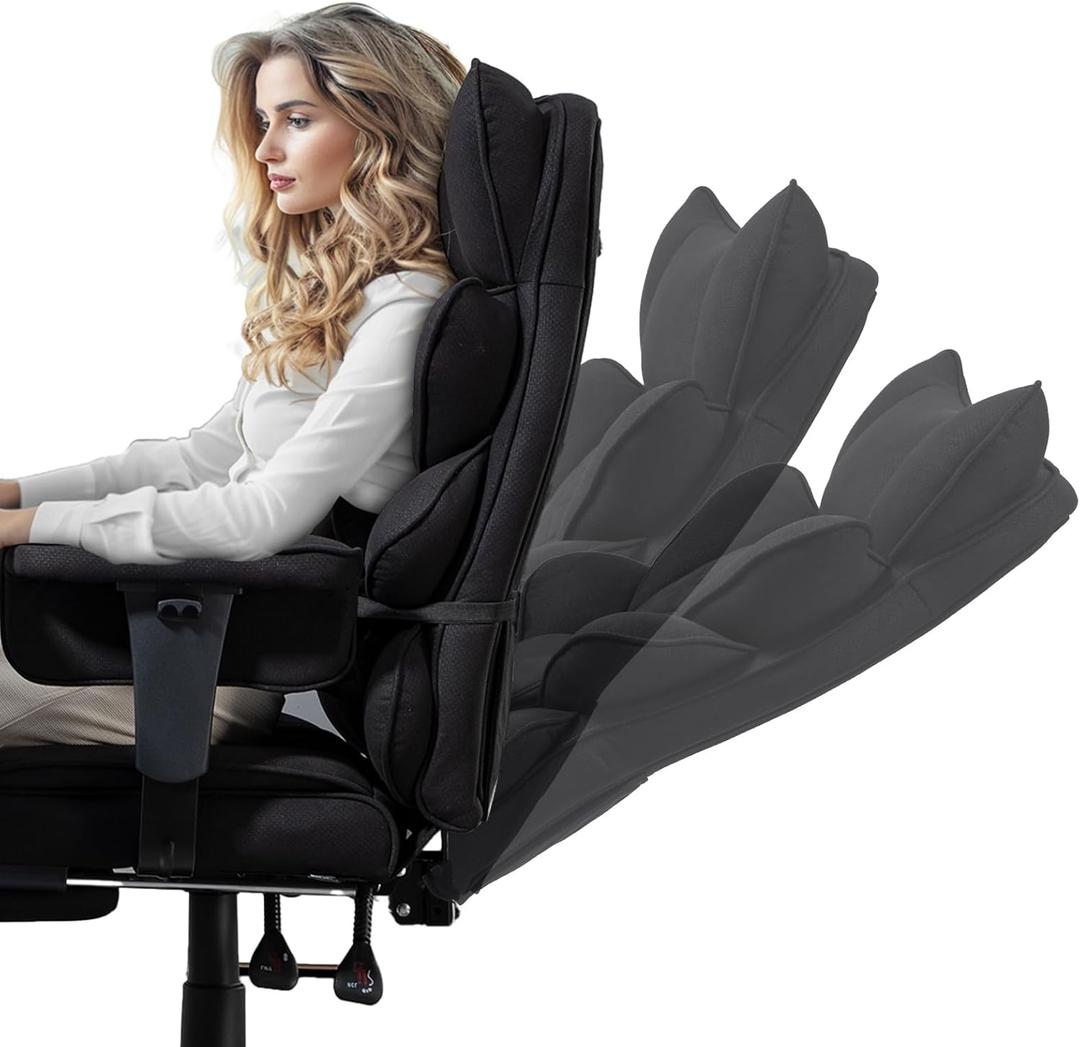 Dowinx Big and Tall Office Chair with Pocket Spring Cushion,High Back Computer Gaming Chairs with Adjustable Armrests and Lumbar Support,Executive Desk Chairs with Footrest(PU Leather,Black)