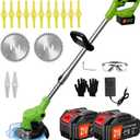 Electric Weed Wacker Cordless, 21V Weed Cordless Eater with 2Pcs 4.0Ah Batteries,3 in 1 Brush Cutter, Lightweight Grass Trimmer/Lawn Edger for Garden Yard