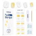 AIRSEE Semi Cured Gel Nail Strips Kit(Shell Sparkle)-Works with Any UV Nail Lamps Light, Salon-Quality,Long Lasting, Easy to Apply & Remove - Includes 20Pcs 2 Prep Pads, Nail File & Wooden Stick