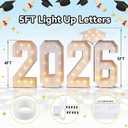 Yunsailing Graduation Decorations Class of 2026, 5 ft 2026 Light up Marquee Numbers with Graduation Cap, Pre Cut Foam Board Frame for Kindergarten Preschool High School College Prom Party Decor