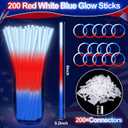 200 Pcs 4th of July Glow Sticks with Connectors,Red White Blue 3 in 1 Glow Bracelets and Necklaces Patriotic Glow Stick for 4th of July Accessories 250th Anniversary Party Supplies Independence Day