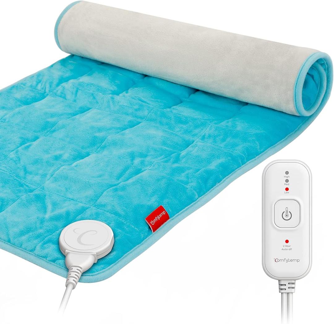 Comfytemp Weighted Heating Pad for Back & Period, Valentine's Day Gifts, Birthday Gifts for Her Him Mom, Dad, 17'' x 30'' Extra Large Heat Pad, 3.7lb Electric Heated Pad, 2H Auto-Off, Machine Washable