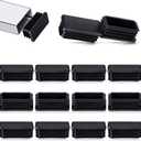 1 x 2 Inch Rectangle Plastic Plugs Tubing End Caps Black Plastic Rectangle Plugs Tubing Post End Cap for Tubing Chair Glide Inserts (24)(24 Pieces,1 x 2 Inch)