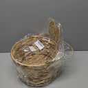 Easter Bunny Basket with Handle Handmade Wicker Bunny Ears Picnic Basket Sturdy Rattan Woven Rabbit Storage Container for Easter Gifts Egg Hunt Flower Candy Organizer Spring Party Decor