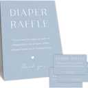 Minimalism Baby Shower Diaper Raffle Game Set, 1 Blue Standing Sign & 50 Diaper Raffle Tickets, Supplies & Decorations For Gender Reveal, Baby Announcement, Baby Shower - A05