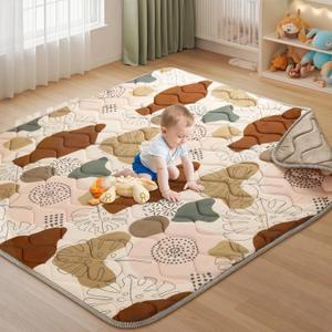 Baby Play Mats for Floor, 50"x50" Extra Thicker Large Soft Cushioning Foam Playmats for Babies, Toddlers, Non Slip Foldable Washable Play Mat for Playpen & Floor (Boho)