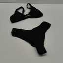 Verdusa Women's Twist Front High Cut Thong Two Piece Bikini Set Swimsuit Slate Black L