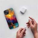 DAIZAG Case for iPhone 15,Mountain Range Sunrise Stained Glass Full-Body Design Hybrid Dual Protection Soft TPU Hard PC Shockproof Scratch-Resistant Protective Cover Phone Case for Men Women