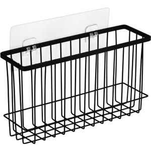 Toplife Wall Door Adhesive Kitchen Wrap Organizer Rack, No Drilling, Black (Set of 1)