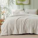 Bedsure Fluffy Comforter Set Full Size - Super Soft Faux Fur Bed Set Linen, Warm Plush Fleece Winter Bedding, 3 Pieces, 1 Shaggy Fuzzy All Seasons Full Size Comforter with 2 Pillowcases