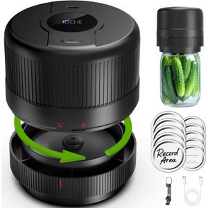 Mason Jar Vacuum Sealer Kit, Electric Sealer for Wide, Regular Mouth Mason Jars, Portable Vacuum Sealer for Jars, Birthday Gifts for Her, Gifts for Mom, Grandma (Black)