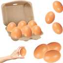Chochkees Wooden Fake Eggs 6-Pack, Life Size Brown Eggs Perfect for Easter Crafts, Dcor and Egg Hunts, 2.3" Inches