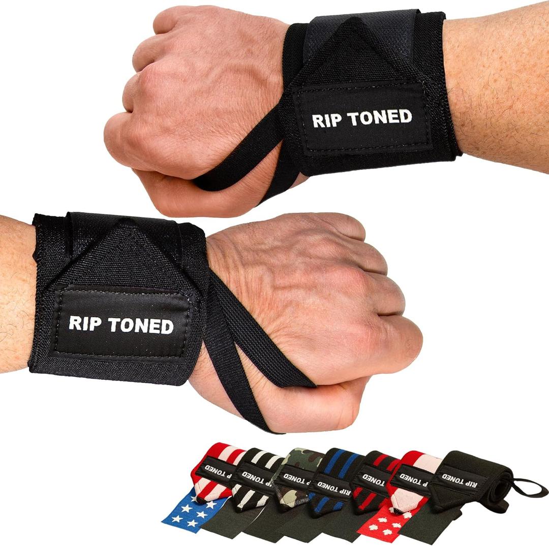 Rip Toned Wrist Wraps for Weightlifting  USPA & USAPL Approved 18" Wrist Straps for Powerlifting  Adjustable, Durable Gym Wraps with Thumb Loop  Quality Support for Men & Women (Flex Fit, Black)