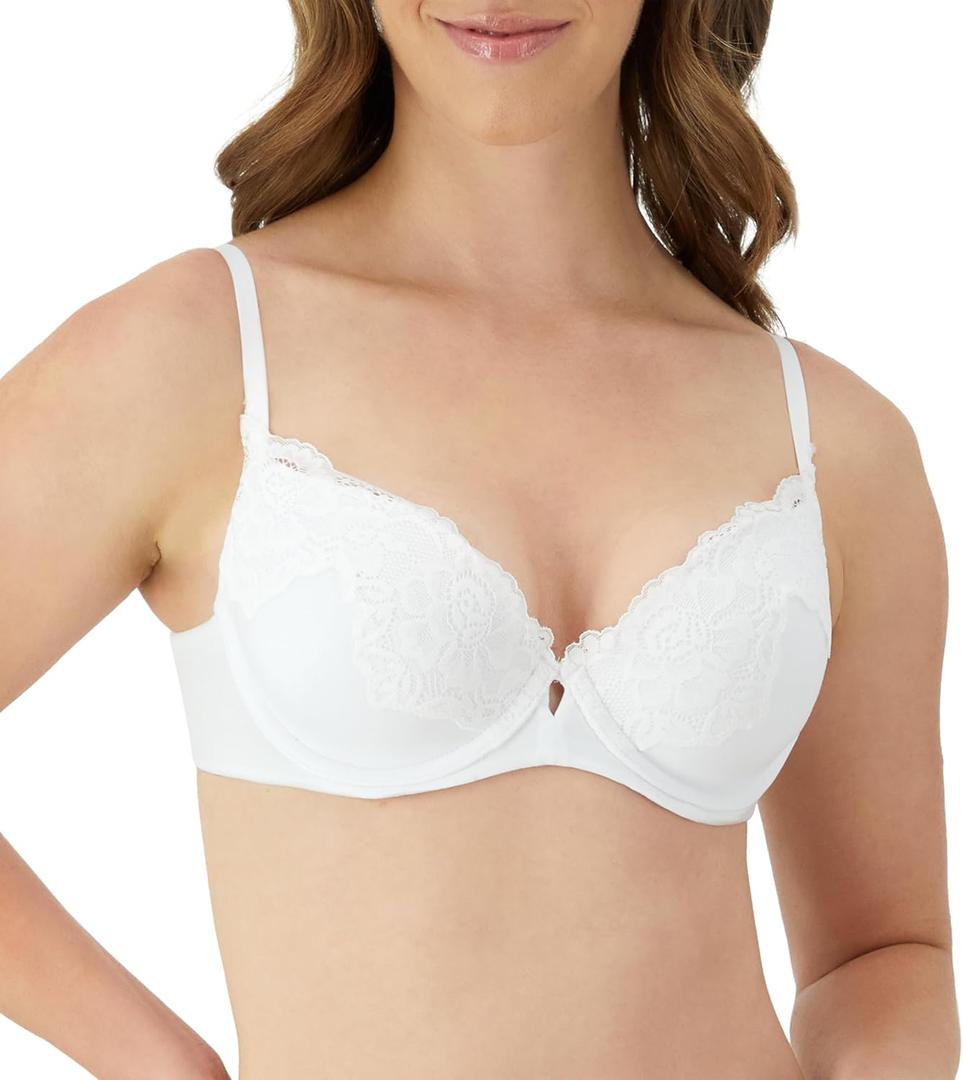 Maidenform Women's Push-Up Bra with Microfiber, Comfort Devotion Your Lift Underwire Bras for Women, Convertible, Lace (38D, White)