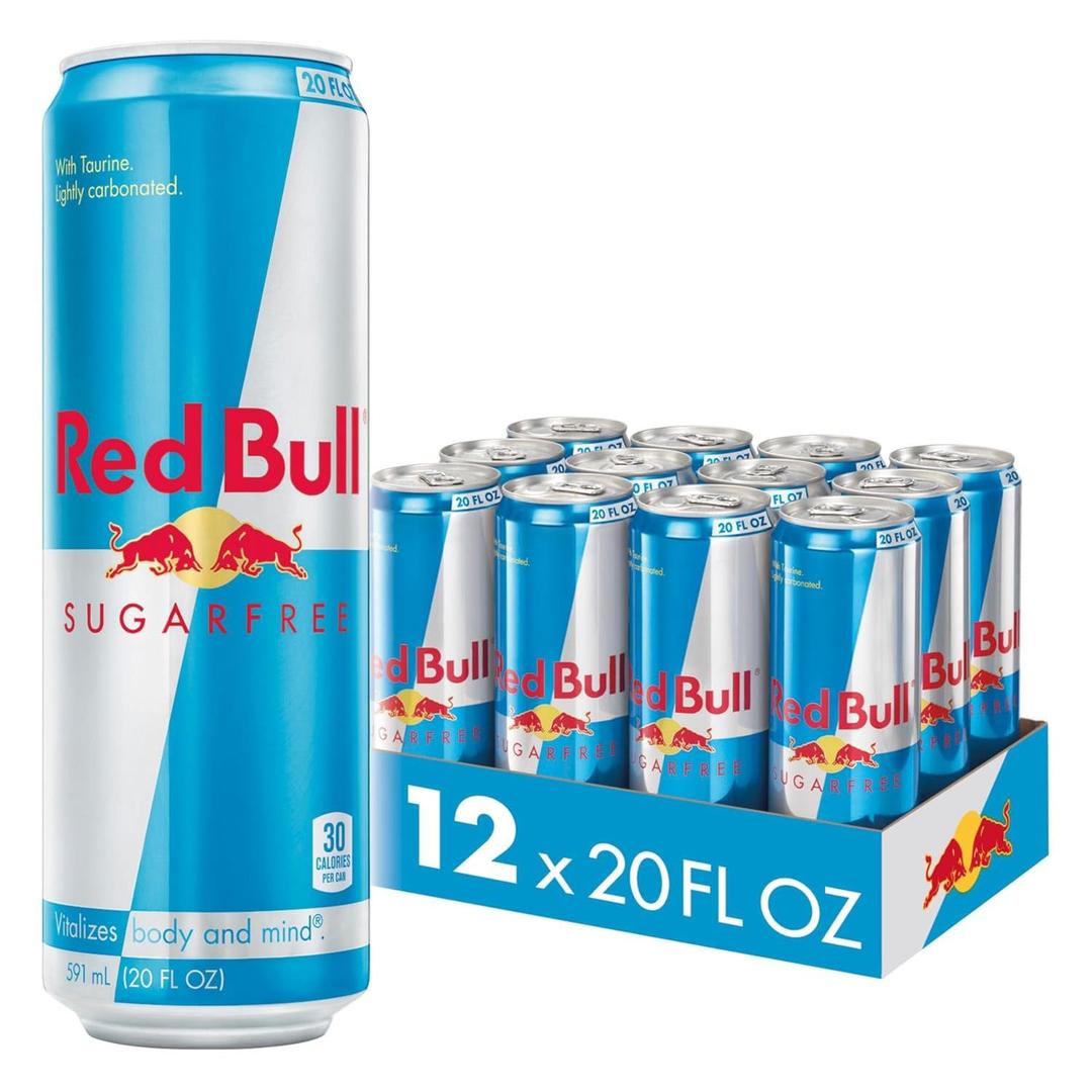 Red Bull Sugar Free Energy Drink with 189mg Caffeine plus Taurine & B Vitamins, 20 Fl Oz, Pack of 12 Cans (EXP 07/21/27)