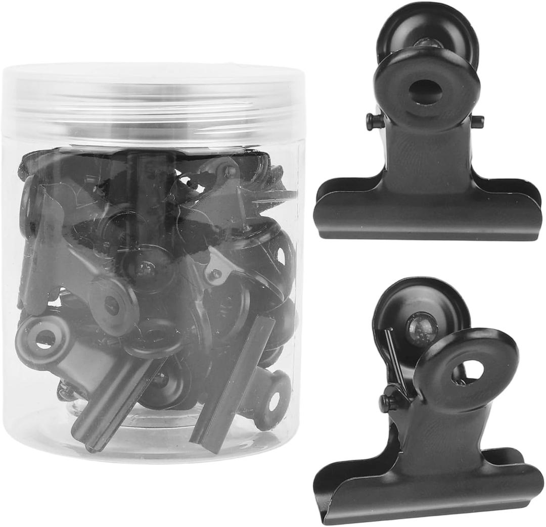 20 Pcs Push Pins Clips, Black Thumb Tacks with Bulldog Clip Drawing Pins Metal Pushpin Holder Bulletin Board Cork Board Accessories for Home Office Cubicle Wall Use