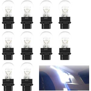 10 PCS 3157 Car Tail Light Bulb, Waterproof Waterproof Vehicle Vehicle Turn Signal Light, Universal 12V 21/5W Automotive Brake Light Replacements for Truck SUV Car (White Light)