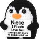 CryCarrot Mini Funny Mothers Day Niece Gifts from Auntie Aunt Uncle, Handmade Crochet Penguin Birthday Gifts for Niece Teen Adult, I Love You Niece Mothers Day Positive Cute Decor 2.9 x 2.9 x 2 in