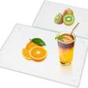 JAMBALAY Tempered Glass Cutting Boards for Kitchen, 12"x16" & 8"x12" Glass Cutting Board Set, Clear Cutting Boards with Non Slip Foot, Heat and Scratch Resistant, Shatterproof