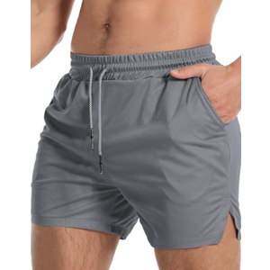 Aolesy Men's Gym Workout Shorts 5 Inch Lightweight Bodybuilding Athletic Shorts Running Training with Zipper Pockets & Towel Loop