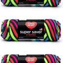 Red Heart Super Saver Yarn, 3 Pack, Neon Stripes 3 Count