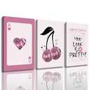 3Pcs Framed Pink Disco Canvas Wall Art, 16x24 In