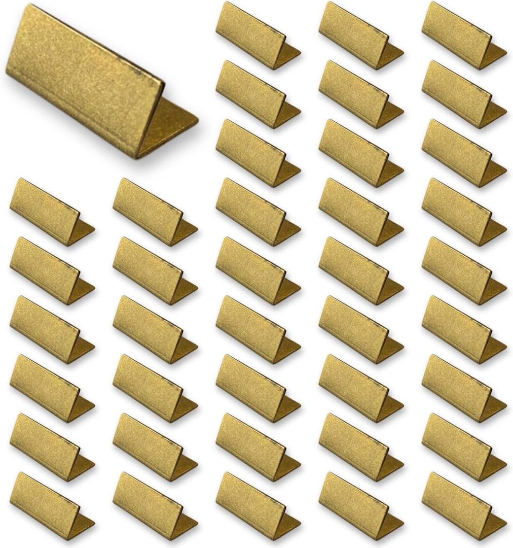 B-Faith Place Card Holders Gold Brass 40Pcs Regular size Vintage Finish Table Card Holder Antique Small Table Card Stands Memo Price Tags Reception Party Photo