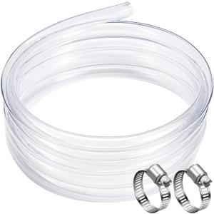 DAVCO 1/2" ID - 100 ft Clear Vinyl Tubing with 2 Stainless Clamps, Low Pressure Flexible PVC Tube, Heavy Duty UV Chemical Resistant Lightweight Plastic Vinyl Hose, BPA Free and Non Toxic