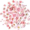 Floroom Mini Artificial Flower Heads Pink & Blush Fake Peony Daisy Rose Multicolor Small Faux Silk Flower Heads for Cake Craft Garland Wedding Party Graduation Cap DIY Home Decoration, 0.8"-3.6"