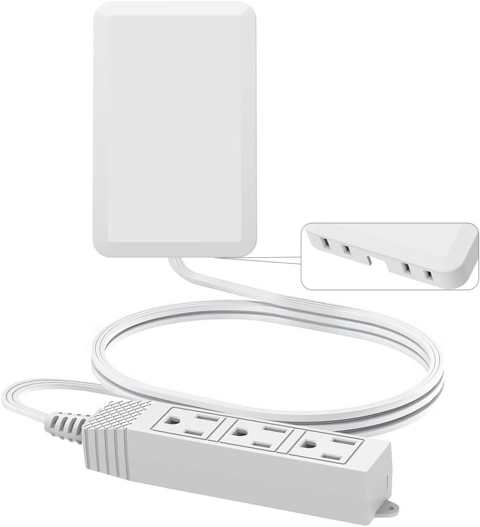 2 x TiFFCOFiO Flat Plug Extension Cord with Outlet Cover, 3 FT 3 Prong Extension Cord, 3 Grounded Outlets for Home and Kitchen, 13A/1675W, ETL Listed