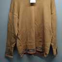 Women Autumn Clothes Fashion Cowboy Chic Knitted Jumper School Teacher Outfits Long Sleeve Pullover, Khaki Medium