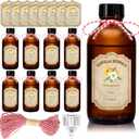 8 Pack 8 Ounce Amber Glass Bottle with Lids Vanilla Extract Homemade Brown Bottle 8 oz and 8 Pcs Vanilla Extract Stickers for Syrup Gift Glass Food Storage Canister Set Sauce Beans