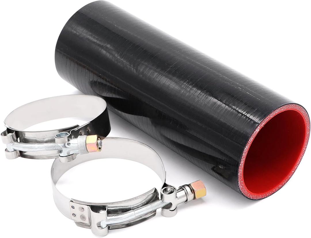 2.5" ID Straight Silicone Hose Coupler, High Temp 4-Ply Reinforced with 2pcs Stainless Steel T-Bolt Clamp