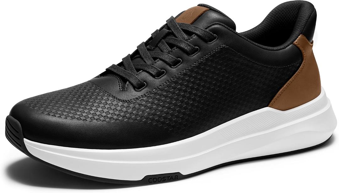 Coostar Dress Sneakers Men Walking Shoes Zapatos De Vestir para Hombre with Arch Support Orthopedic Sneaker Office Shoe Black, Size 11