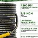 4200PSI Pressure Washer Hose 50FT with 3/8" Swivel Quick Connect for Cold/Hot Water, Kink Resistant Steel Wire Braided,1/4" Wear Resistant Power Washer Hose with 2 M22 14mm Adapter Set