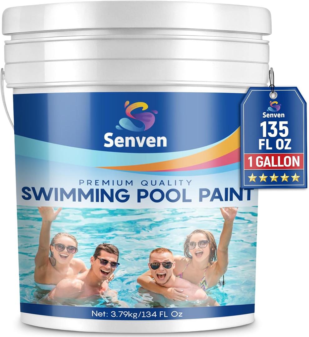 Pool Paint Blue, Durability Concrete Swimming Pool Paint Quick-drying Waterproof Coating Acrylic Pool Paint for Underground Above ground Cement Pond, Water Parks Plaster, Fiberglass, Steel and Aluminum Pools 1 Gallon