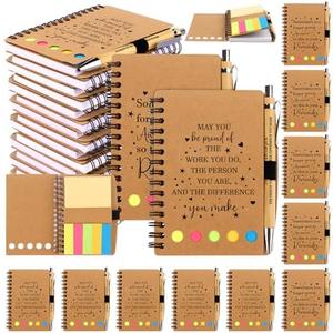 Youdaju 12 Sets Employee Appreciation Thank You Gifts Thank You Appreciation Gifts Notebook with Bamboo Ballpoint Pens, Inspirational Notebook Bulk Employee Appreciation Gifts Spiral Notebook Journal
