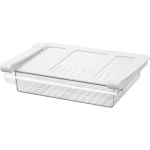 Pull-Out Fridge Drawer Organizer - Under Shelf Storage Bins for Refrigerator Organization for Fruits Vegetables, Cheese & Deli (Flat & Narrow)