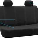 FH Group Car Seat Covers Rear Set Cloth - Car Seat Covers with Removable Headrest,Universal Fit,Automotive SeatCovers,Washable Car SeatCover for SUV,Sedan,Van Black